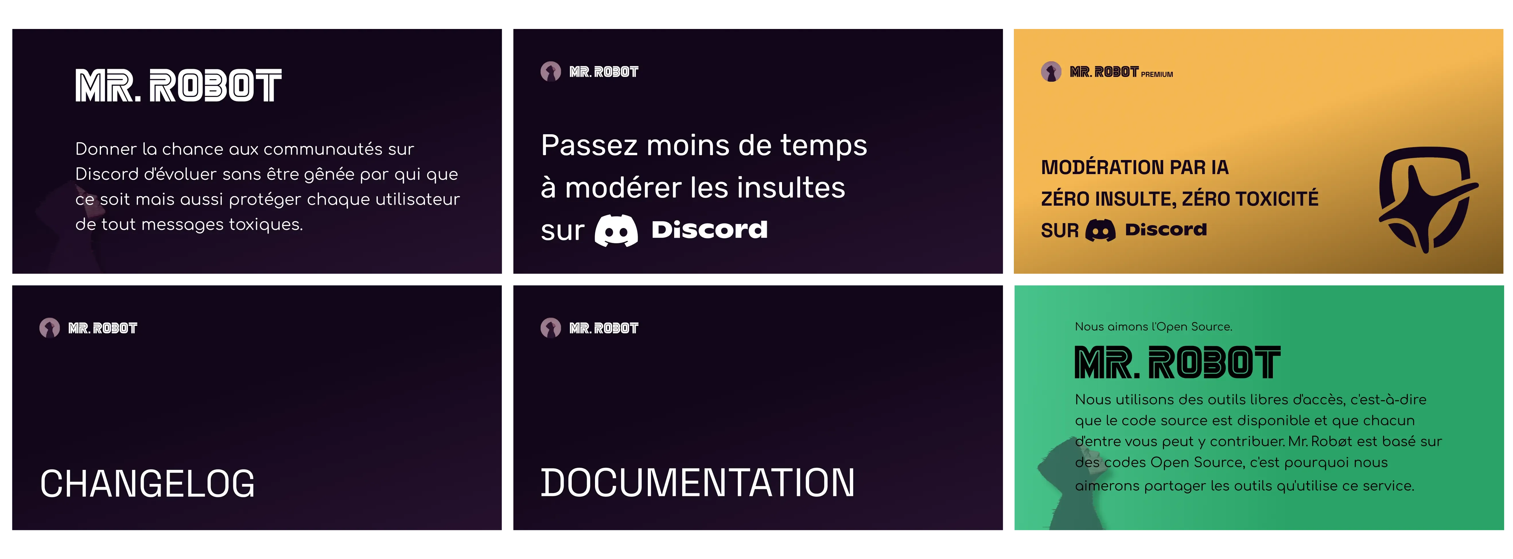 Différentes bannières créées pour Mr. Robøt au fil du temps