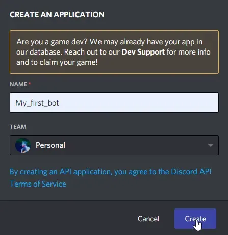 Création du robot Discord
