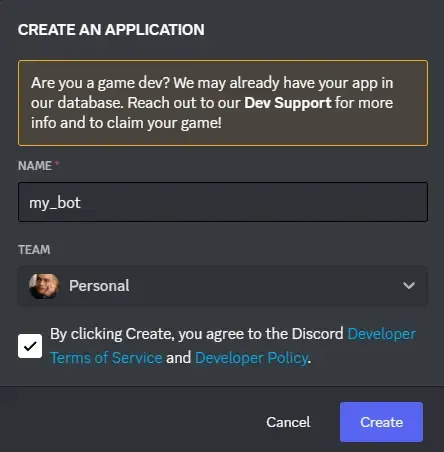 Création du robot Discord