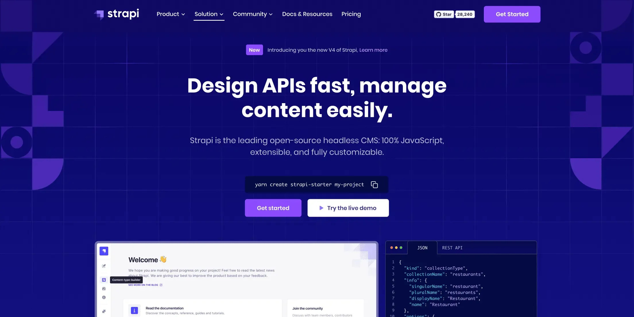 Strapi est un CMS headless open-source pour créer et diffuser votre contenu partout.