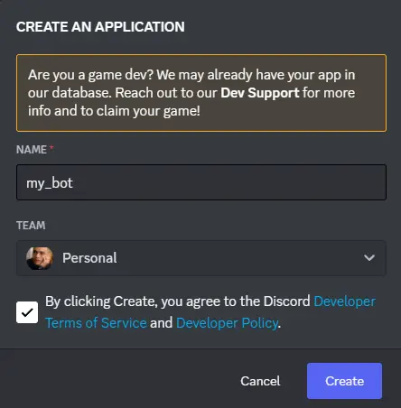 Création du robot Discord