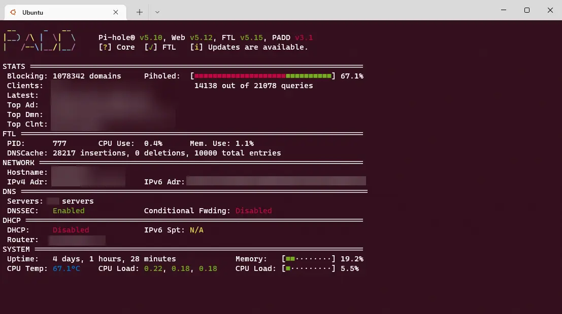 Aperçu de PADD sur un terminal