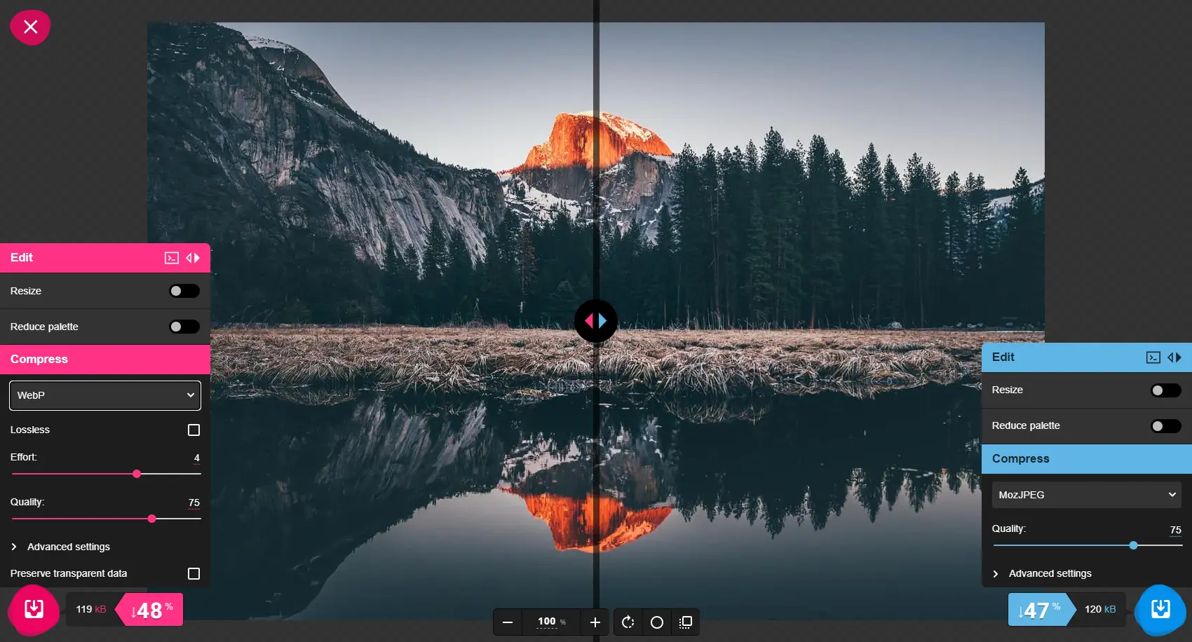Squoosh, un site web qui vous aide à compresser vos images et à les éditer.