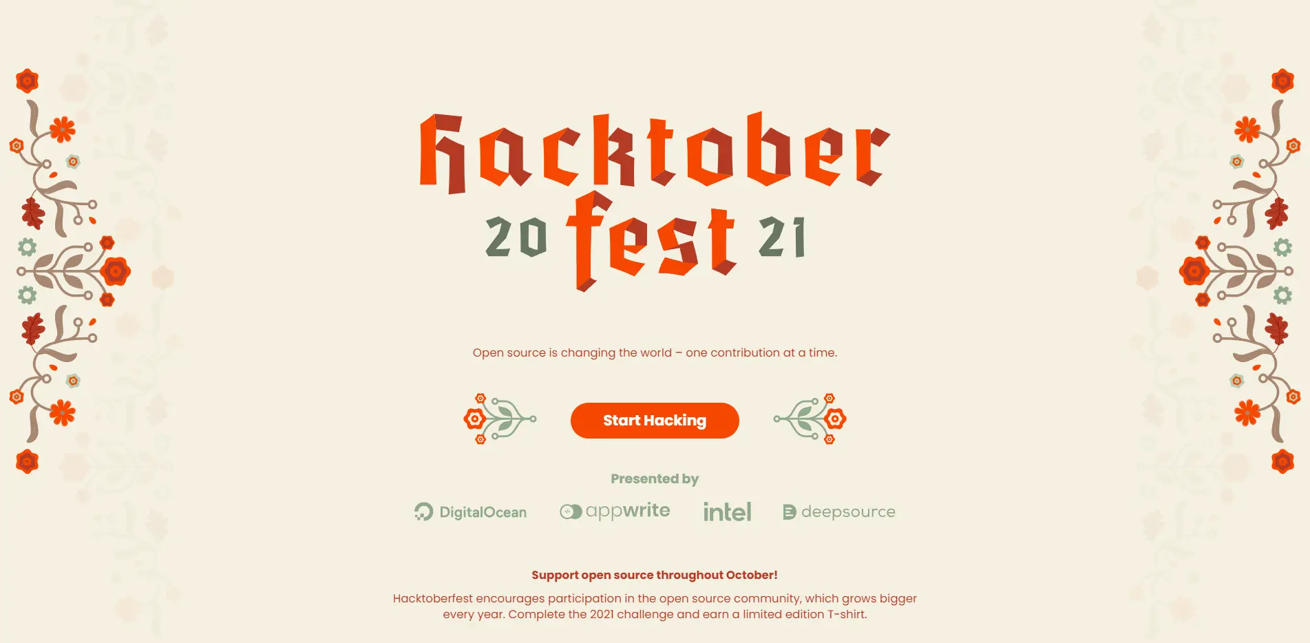 Preview du site web d'Hacktoberfest 2021