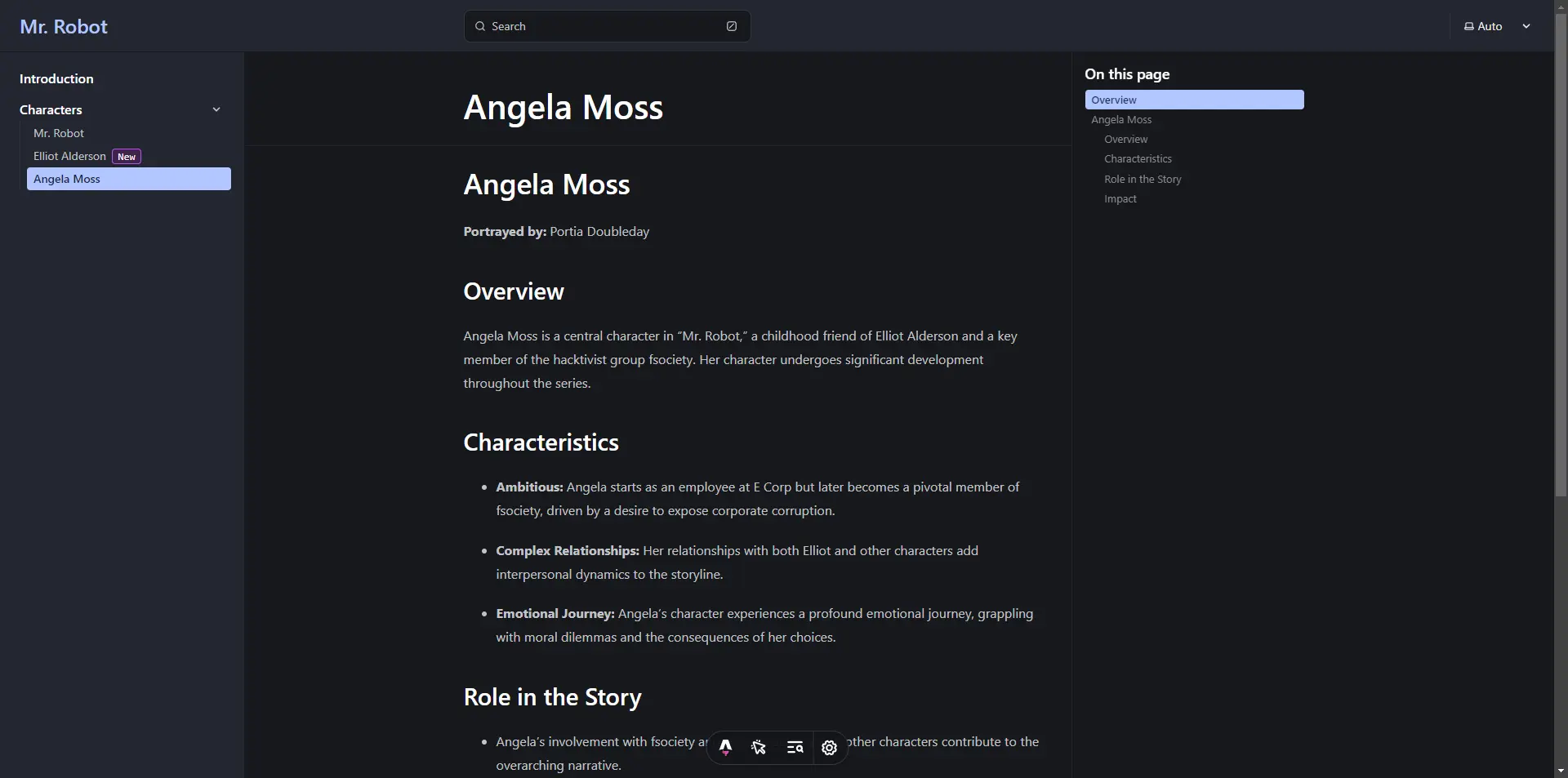 Modification de la page Mr. Robot.